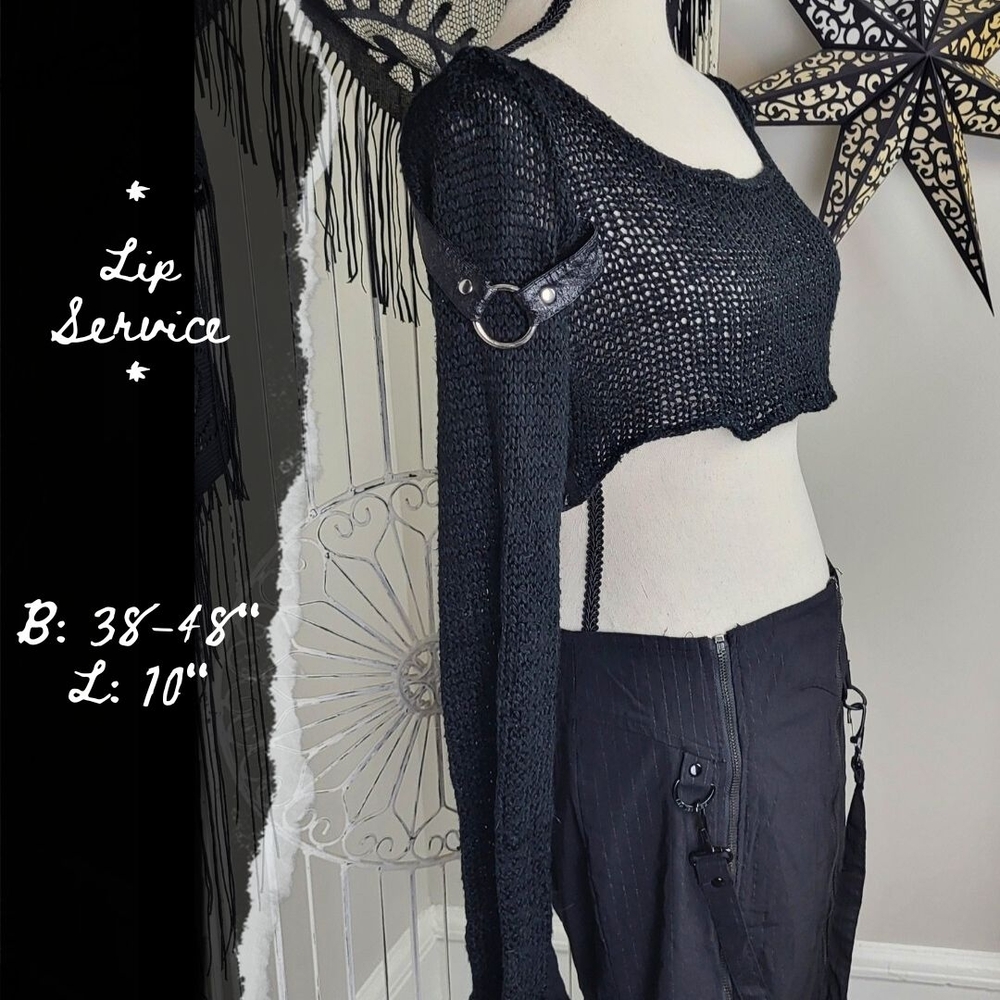 Lip Service Black Knit Crop Top Bondage Side Zippers